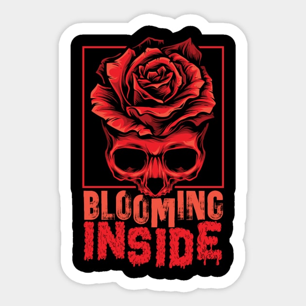 Blooming Inside Halloween Skull Sticker by The WYLD Tribe